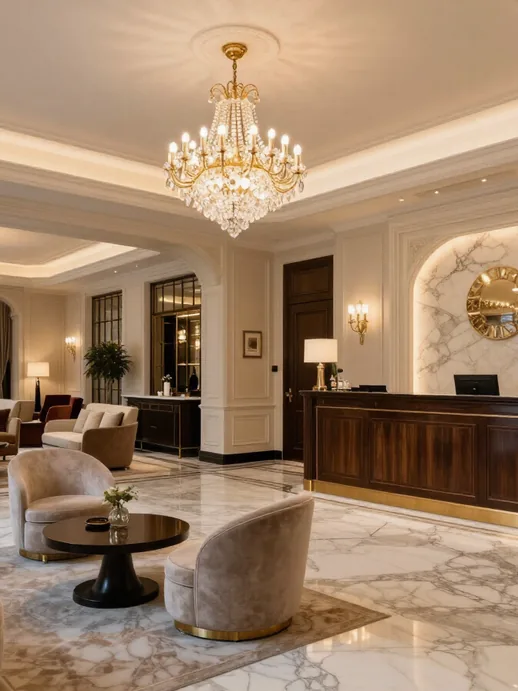 Luxury hotel lobby in Paris